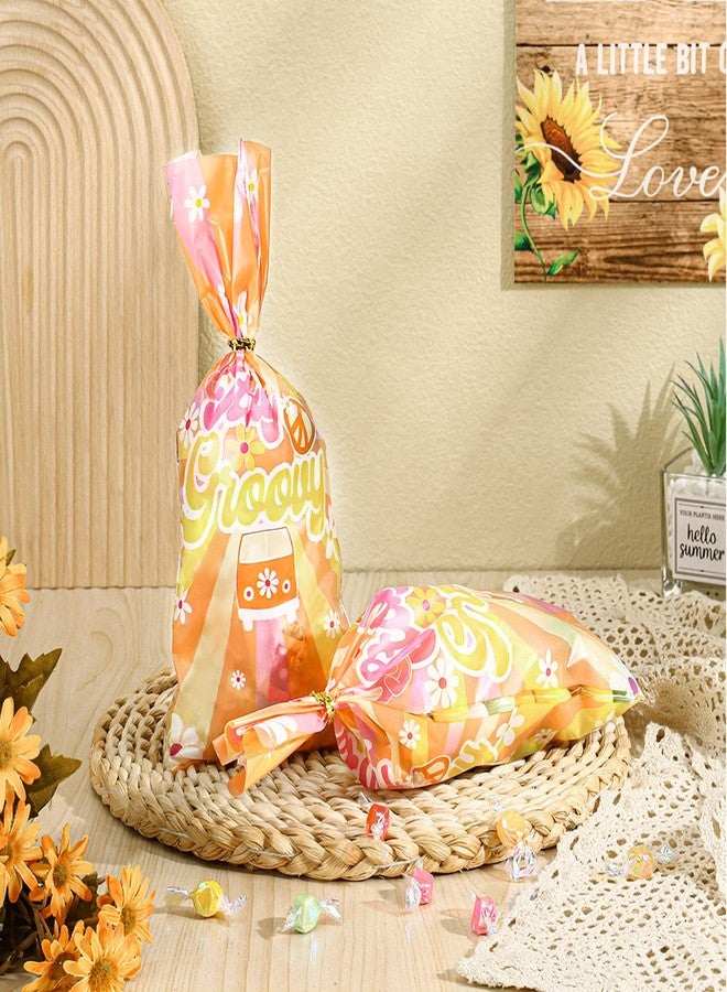 ايباك مجموعة إيباخ من 100 كيس هدايا للحفلات بتصميمات هيبي بوهو، مزينة بزهرة الأقحوان، مع 150 ربطة ذهبية، مثالية لحفلات أعياد الميلاد وحفلات استقبال المولود الجديد المستوحاة من موضة الستينيات والسبعينيات. - Image 5